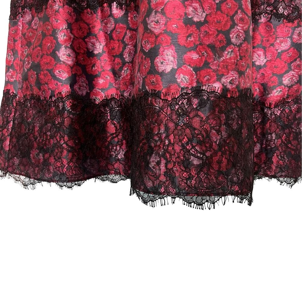 Kay Unger New York Black Pink Cap Sleeve Floral Lace Accent Mini Dress size L - Picture 11 of 11